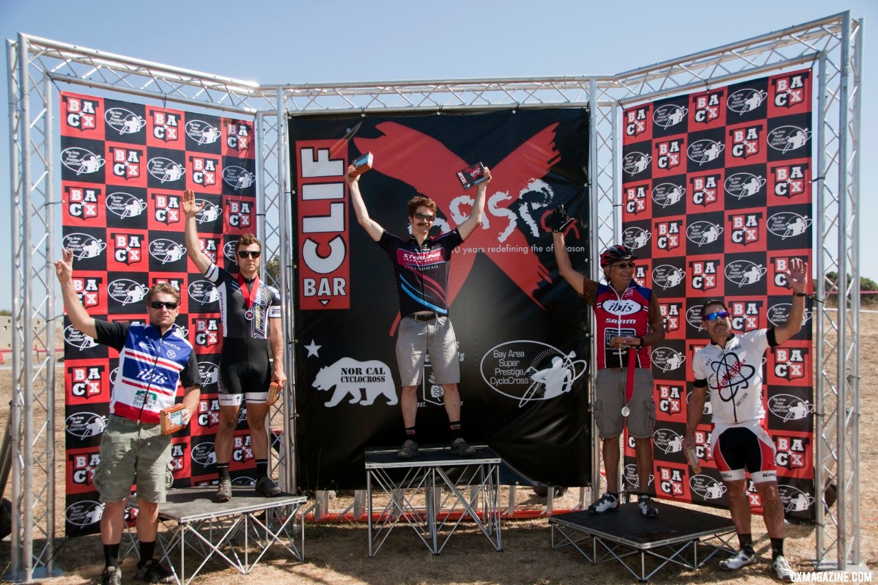 The Singlespeed A podium. Bay Area Super Prestige Race #1, Candlestick Park, 2012. ©Cyclocross Magazine