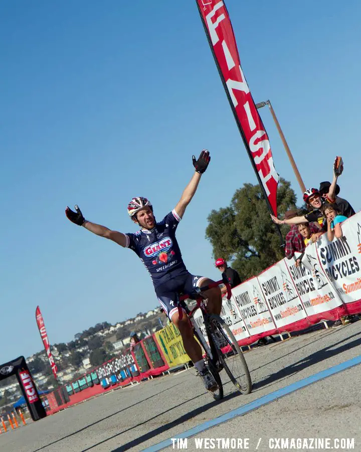 After a bumpy, hot race, Andy Jacques-Maynes crosses the finish line for another BASP victory. ©Tim Westmore