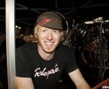 Joey Mullan is happy to watch the CrossVegas 2012 Elite Womens race. ©Cyclocross Magazine