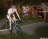 Julie Krasniak rides the stairs on the first lap. CrossVegas 2012 Elite Womens race. ©Cyclocross Magazine