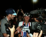 Jeremy Powers chats with Cyclocross Magazine's Neil Browne. CrossVegas 2012. ©Cyclocross Magazine