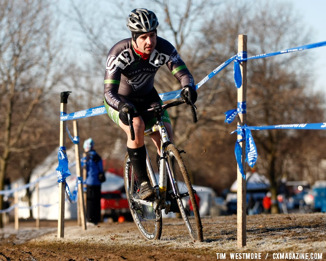 Pat Terry (Utah Valley University) finds a line just off the hard, rutted course. ©Tim Westmore