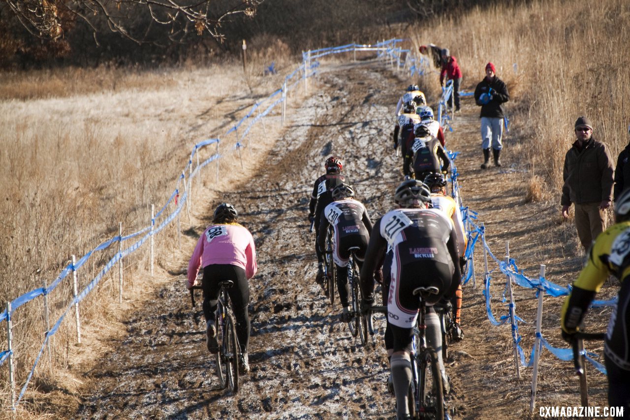 Bahnson surges on the climb to catch the leaders. Collegiate Men D2. ©Cyclocross Magazine. © Cyclocross Magazine