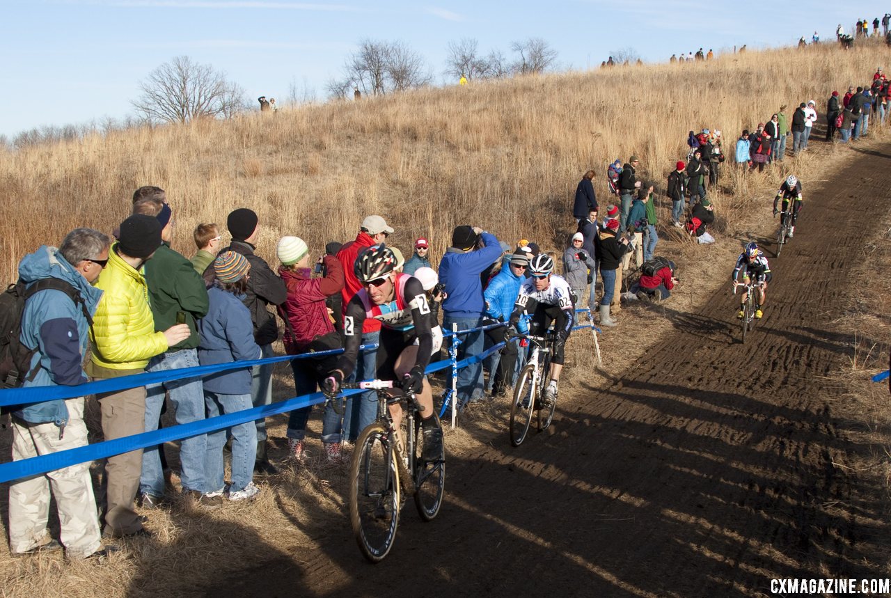 Powers attacking the downhill, leading Page, Johnson, Trebon. ©Cyclocross Magazine