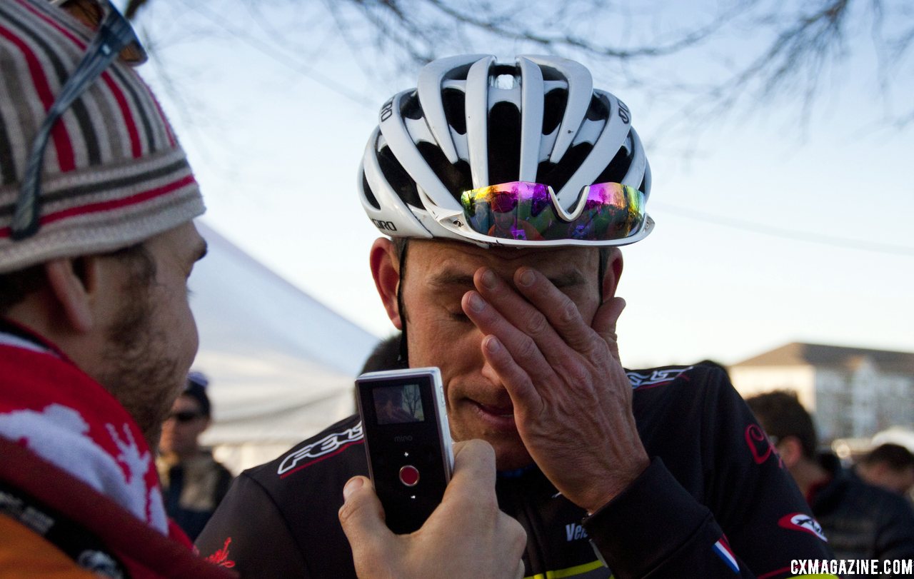 Trebon was pleased with second, but exhuasted from the effort. ©Cyclocross Magazine