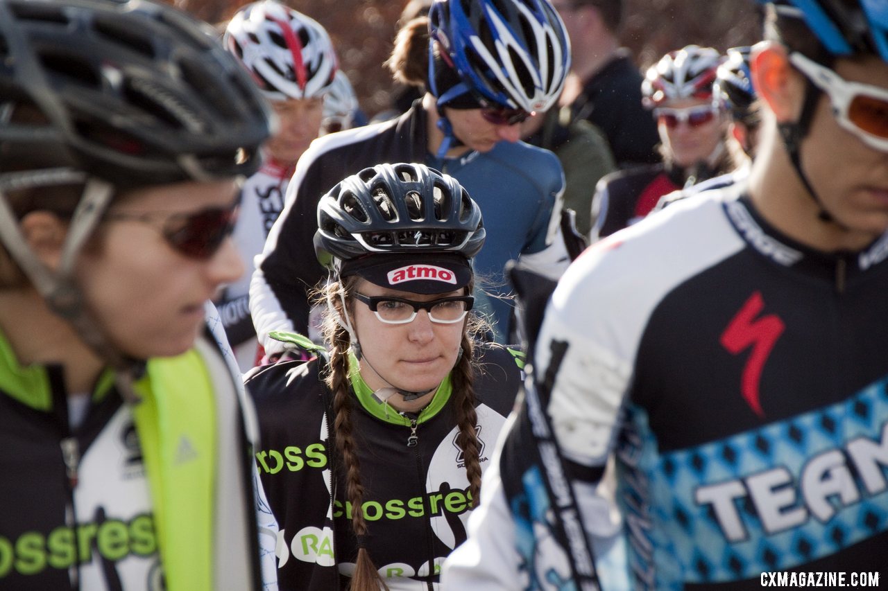 BrittLee Bowman focuses before the impending suffering. 2012 Cyclocross National Championships, Elite Women. © Cyclocross Magazine