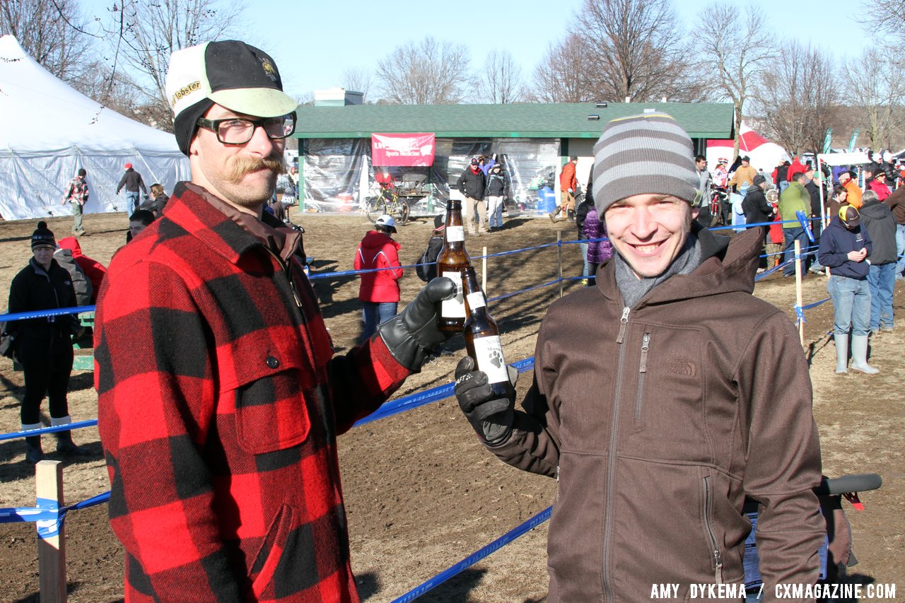 Rock Lobster riders Scott Chapin and Ben Popper enjoy some junior racing. Junior Men 17-18, 2012 Cyclocross National Championships. © Amy Dykema