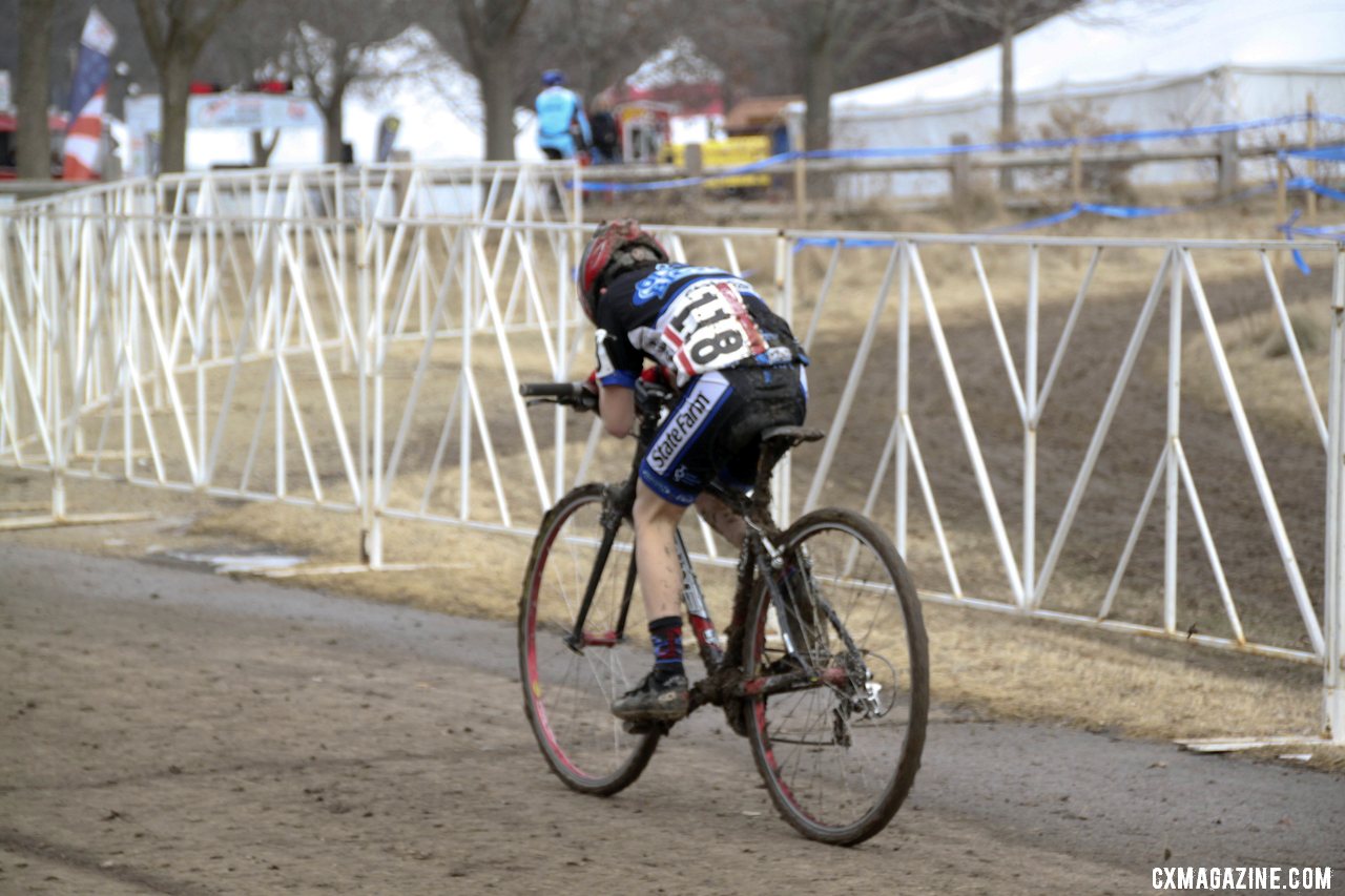 Scott Funston finished second on his flat bars in the Junior Men 10-12, 2012 Cyclocross National Championships. ©Cyclocross Magazine