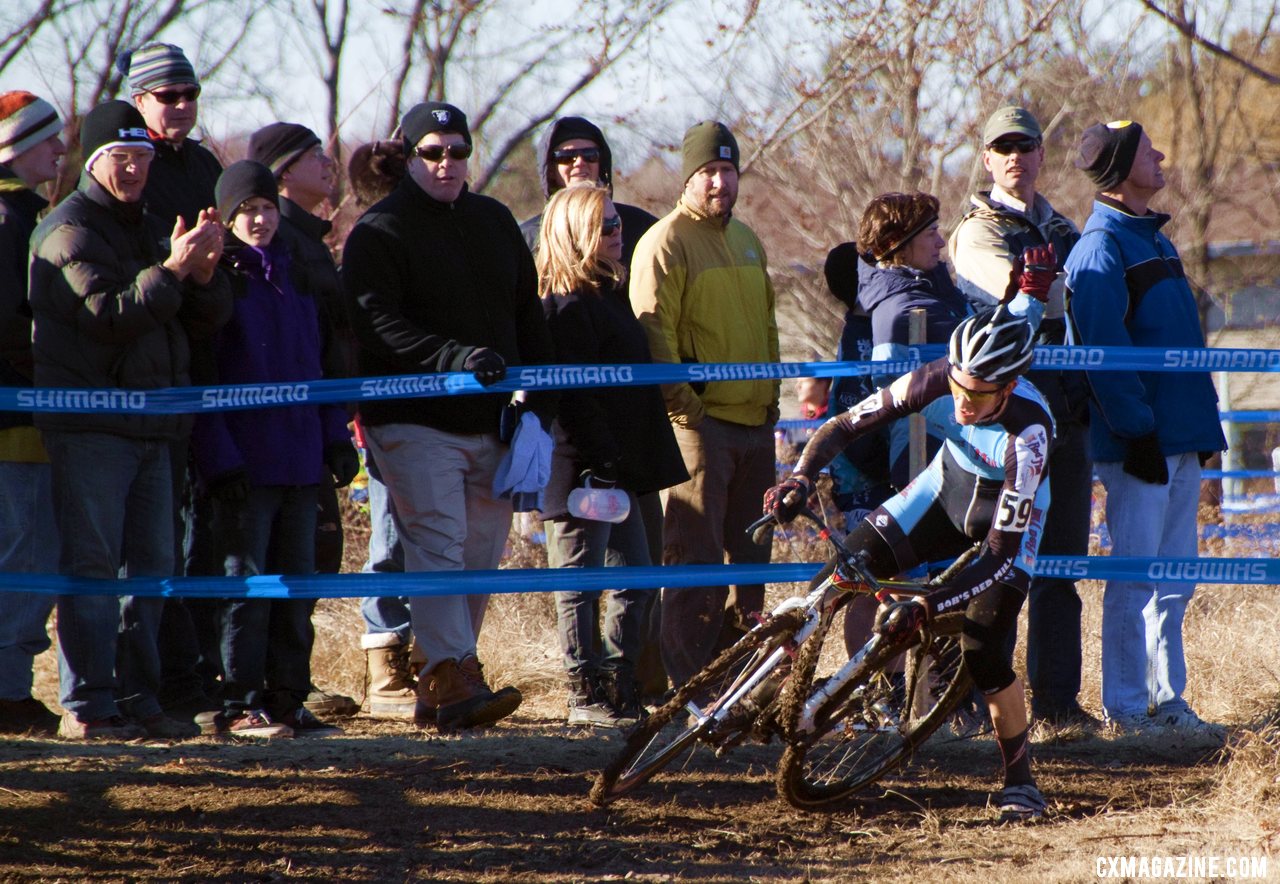 Andrew Dillman was expected to contest the title, but slipped in corners and fell back to fourth. © Cyclocross Magazine