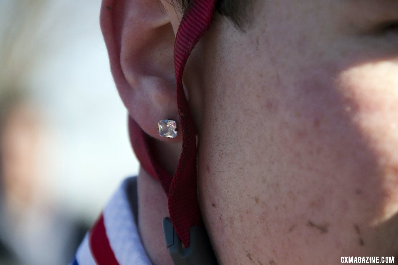The ears of a seven-time national champ. Junior men\'s 17-18 race, 2012 Cyclocross National Championships. © Cyclocross Magazine
