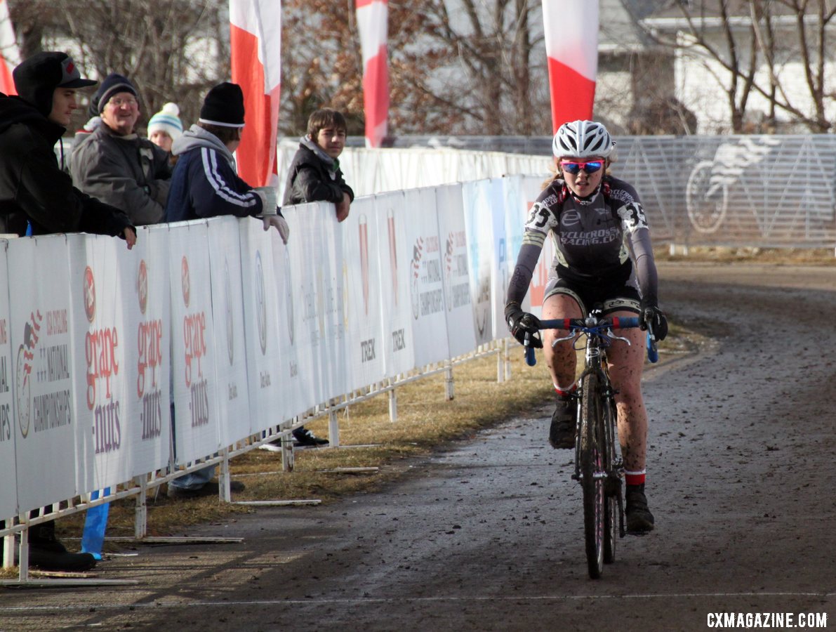 After a hard fought effort, Skylar Schneider rolled across the line in 2nd - seven seconds behind Anderberg © Cyclocross Magazine