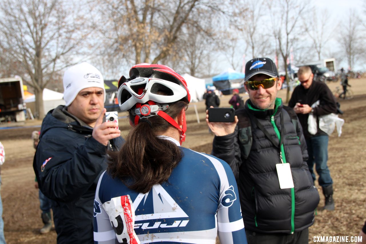Newly crowned National Champ Mina Anderberg faces the press. © Cyclocross Magazine