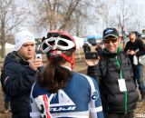 Newly crowned National Champ Mina Anderberg faces the press. © Cyclocross Magazine