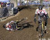 Edwin Bull of Van Dessel fell victim to the rough mud and ruts during the Masters Men 40-44 race. ©Amy Dykema