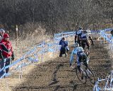 Myerson gets some air in his chase of Webber and Dwight up the hill. 2012 Cyclocross National Championships, Masters Men 40-44. © Cyclocross Magazine