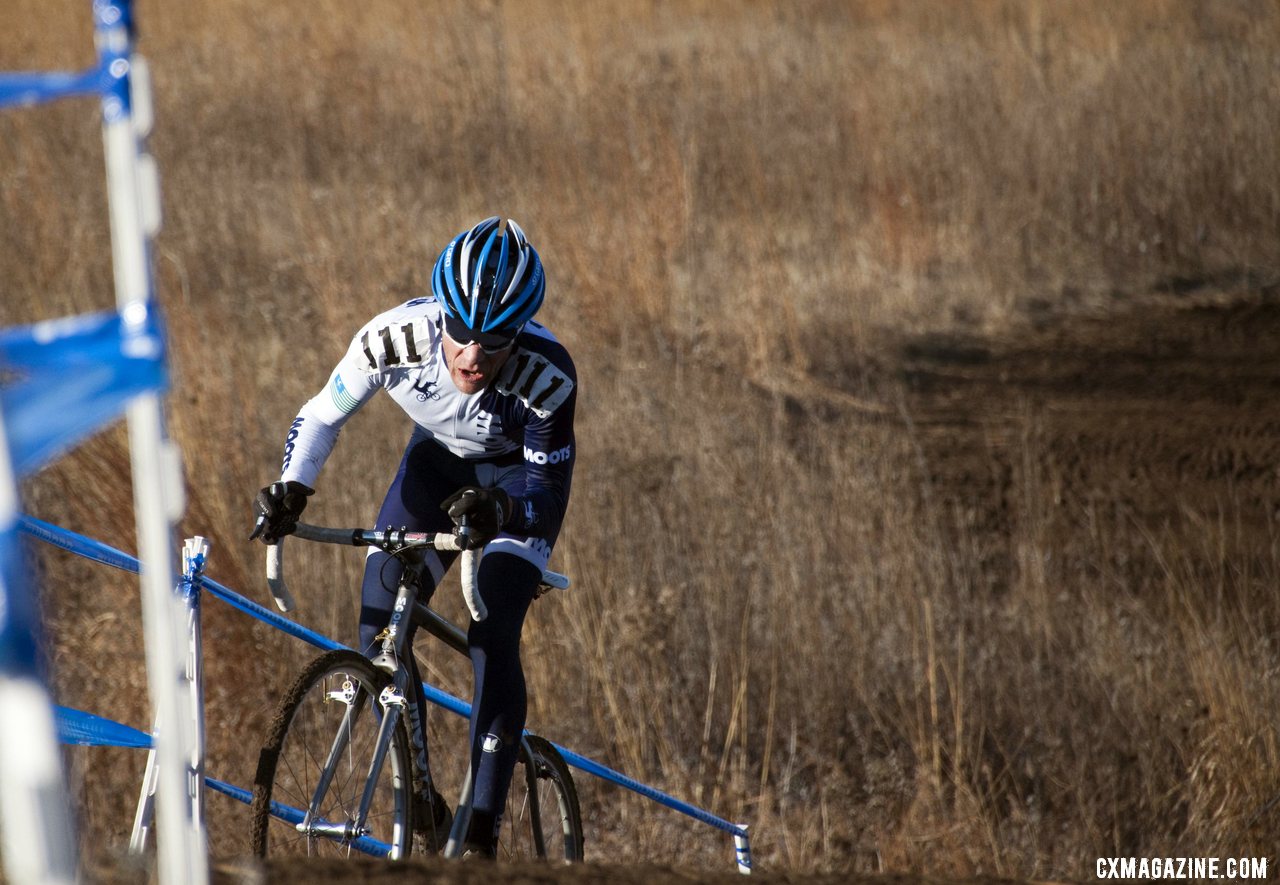 Jon Cariveau, Moots\' marketing manager, grunts up the climbs. ©Cyclocross Magazine