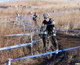 David Weber (Rocky Mounts) leads a long string of Masters Men from the 45-49 race at the 2012 Nationals. © Cyclocross Magazine