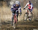 James Alan Coats leads teammate Myall up the hill one last time to finish on the podium yet again. © Cyclocross Magazine