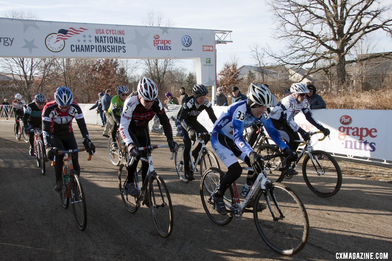 The 65-69 Masters men\'s start. 2012 Cyclocross National Championships, Masters Men  © Cyclocross Magazine