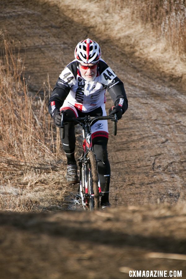 Walt Axthelm rode strongly and uncontested for the 80+ title. © Cyclocross Magazine