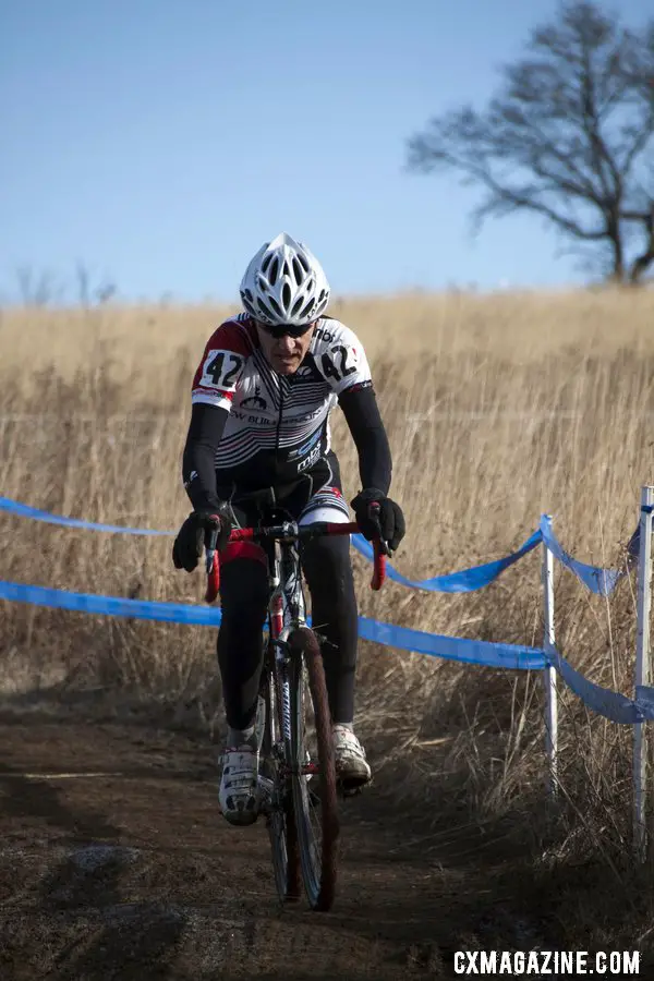 Robert Llamas held of Nordensen for the 70+ title. © Cyclocross Magazine