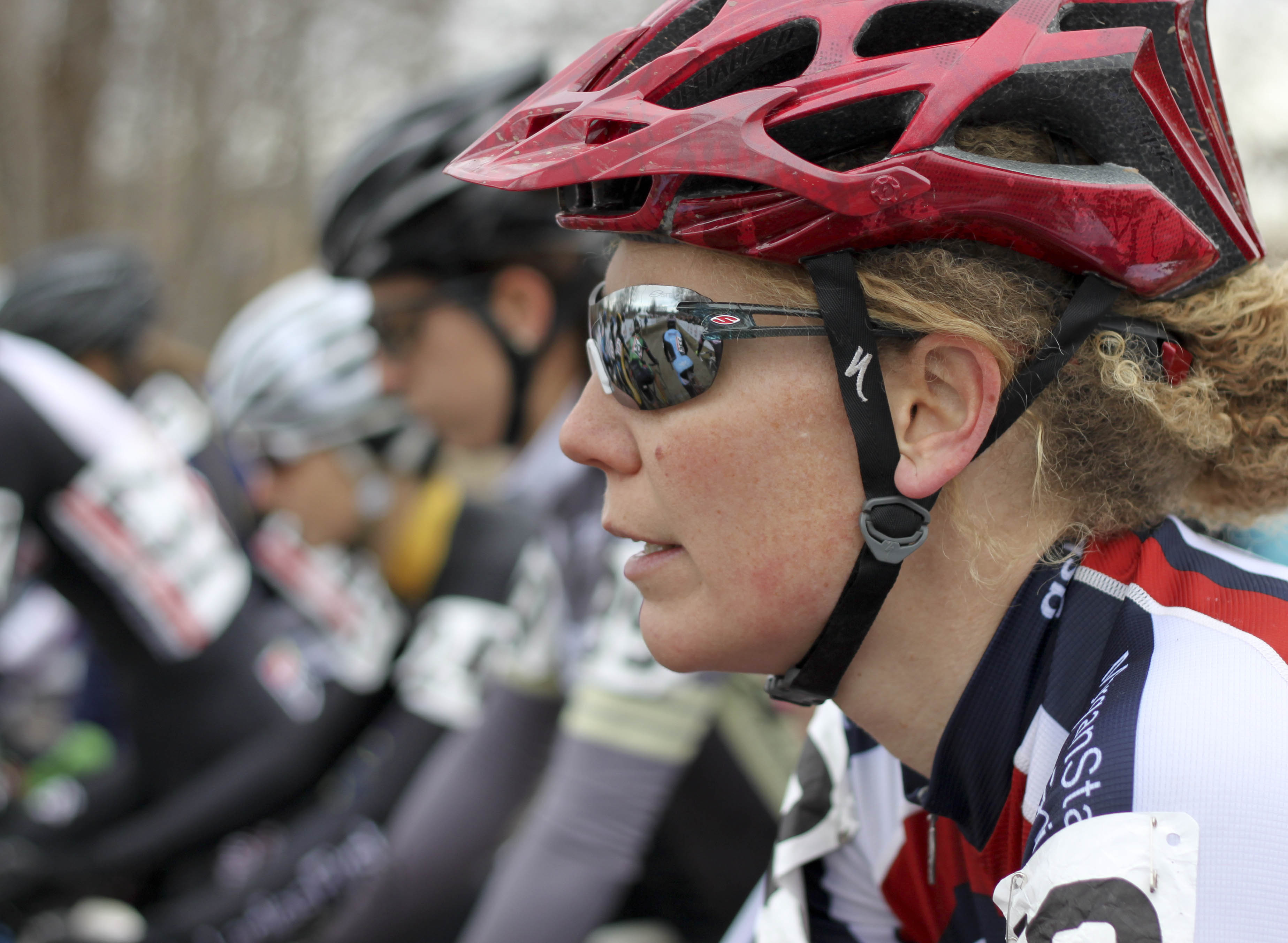 A rider awaits the start of the 30-34 Masters Women\'s race. © Cyclocross Magazine