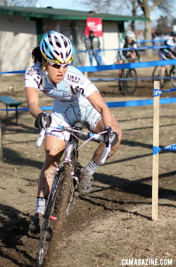 Linda Sone was second the barriers but first to the sand. 2012 Cyclocross National Championships, Masters Women 40-44. © Cyclocross Magazine