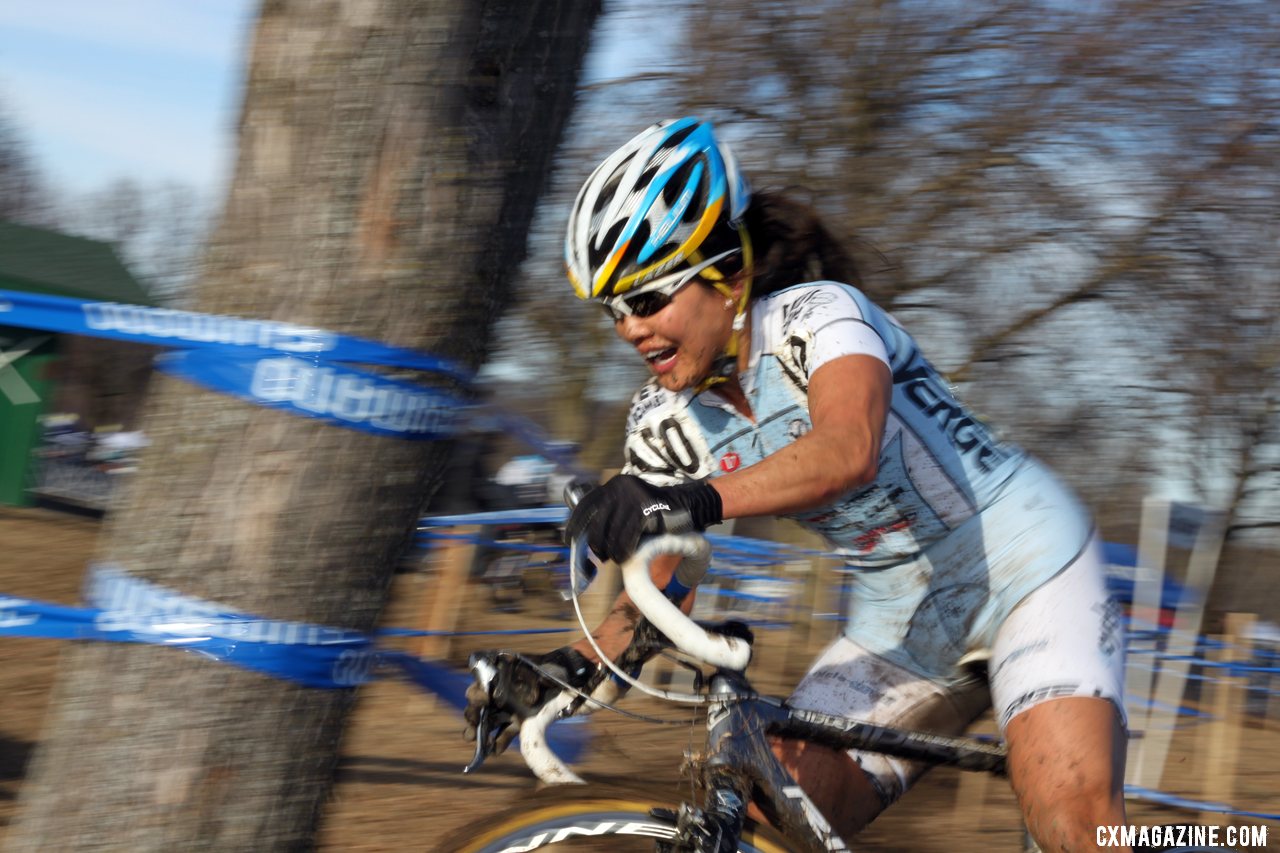 Greasy corners took down Sone more than once. 2012 Cyclocross National Championships, Masters Women 40-44. © Cyclocross Magazine