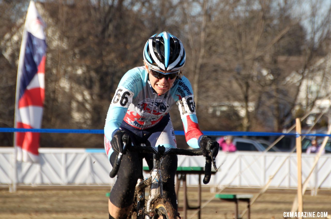 Kim Flynn chasing Sone. 2012 Cyclocross National Championships, Masters Women 40-44. © Cyclocross Magazine