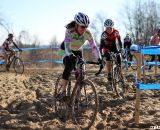 Racers and lines converged in the sand pit - 2012 Cyclocross National Championships, Masters Women 40-44. © Cyclocross Magazine
