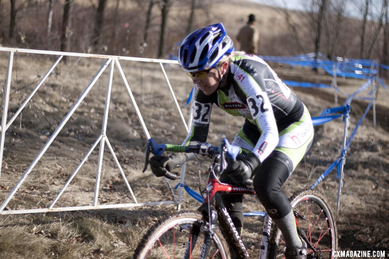 Kris Walker races to hold off Walberg for the win. 2012 Cyclocross National Championships, Masters Women 50-54. © Cyclocross Magazine