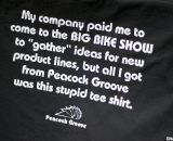 Peacock Groove shows its sense of humor with these tees at NAHBS 2012.  ©Cyclocross Magazine