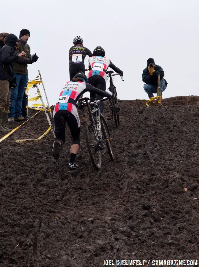 Ryan Trebon leads Jeremy Powers and Christopher Jones on the frontside of \