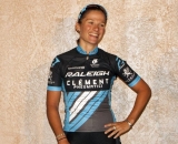 Caroline Mani proudly models the new Raleigh/Clement team jersey. © Cyclocross Magazine