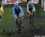 Mike Teunissen (Rabobank-Giant) leads Wout van Aert (Telenet-Fidea) © Bart Hazen