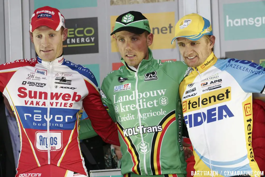 Elite Men Podium: Sven Nys, Klaas Vantornout,, Bart Wellens © Bart Hazen