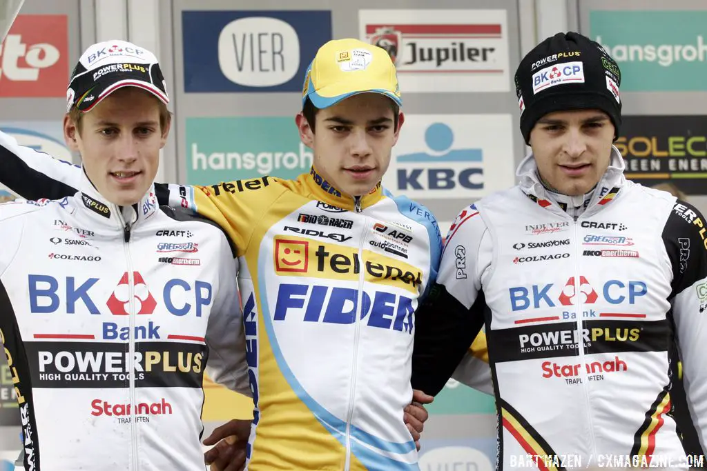 The Podium: Wout van Aert, Jens Adams, and Wietse Bosmans © Bart Hazen