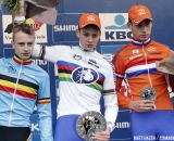 The Podium: Mathieu van der Poel, Quinten Hermans, and Martijn Budding © Bart Hazen