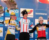 the podium with Katie Compton, Nikki Harris and Sanne Cant © Thomas van Bracht