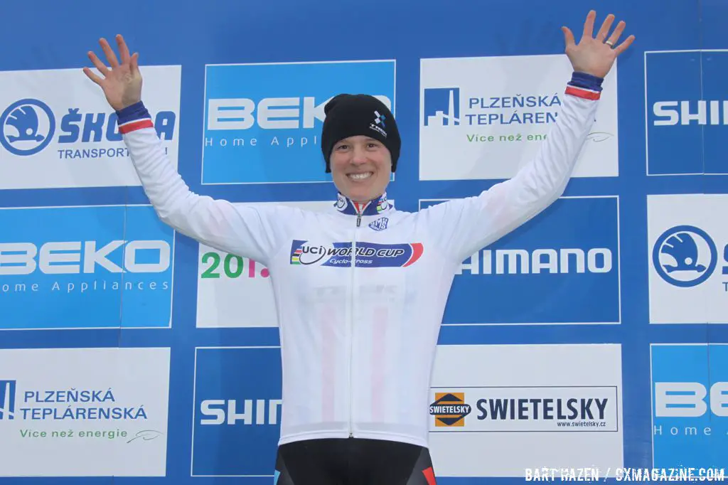 American Katie Compton Enjoying the Top Spot of the Podium © Bart Hazen