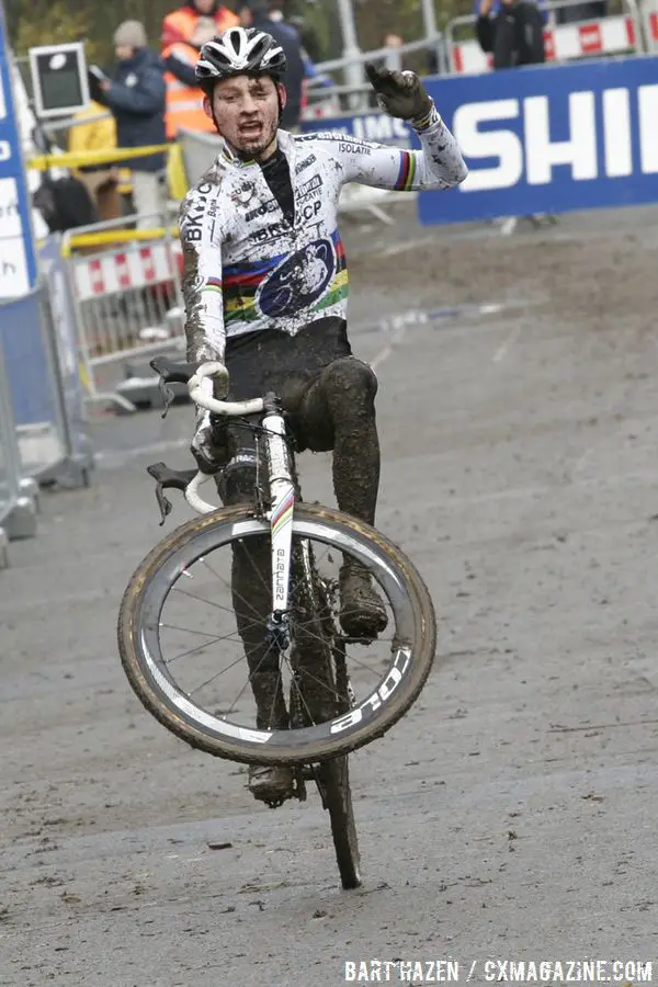 Mathieu van der Poel Celebrates his win © Bart Hazen