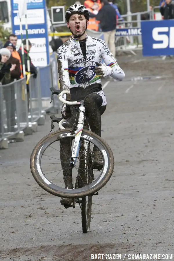 Mathieu van der Poel Celebrates his win © Bart Hazen