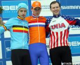 World Cup Plzen Junior Podium - Mathieu van der Poel, Quinten Hermans, Logan Owen © Bart Hazen