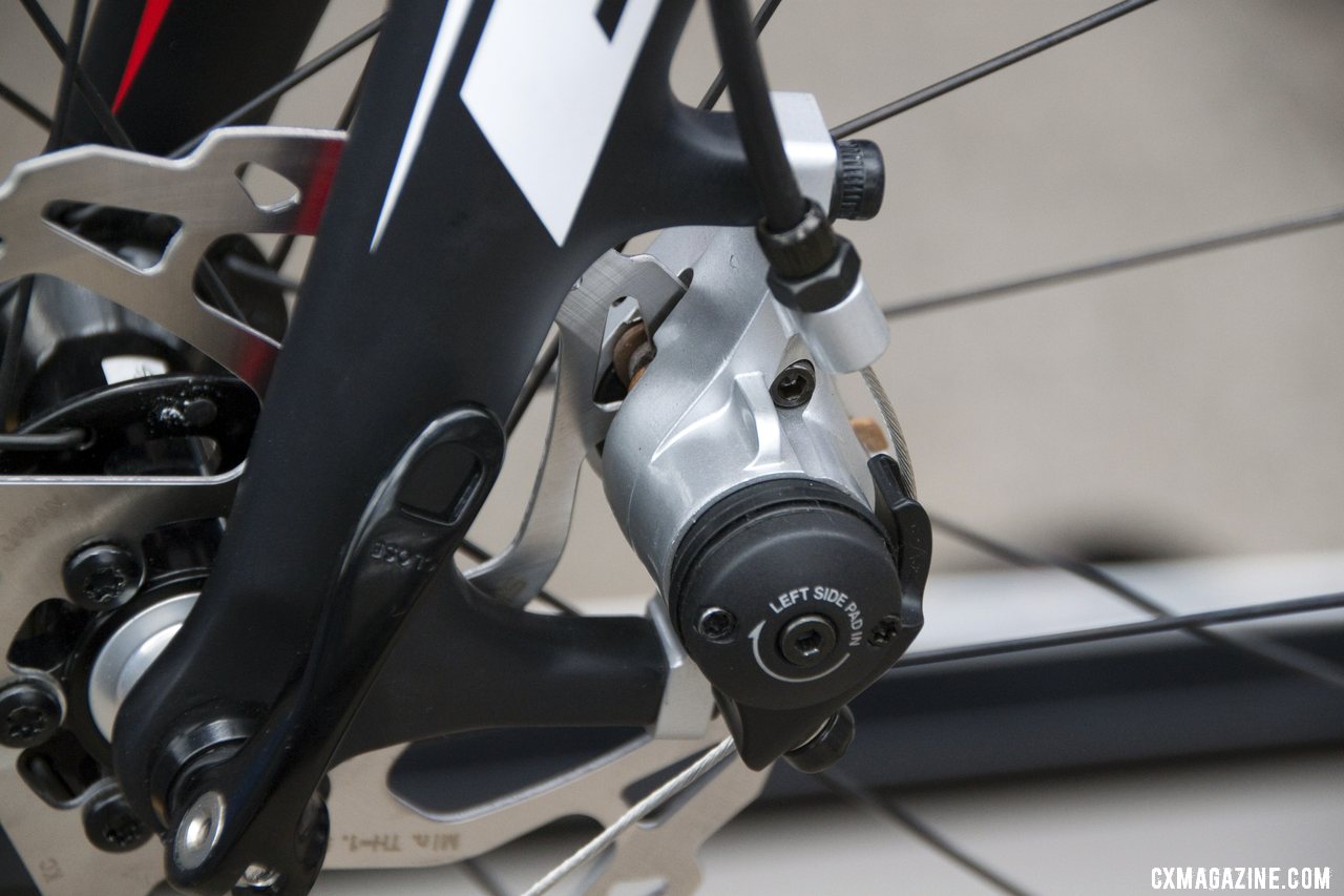 The bike was showing Shimano M505 mechanical disc brakes, but BH says CX75 brakes will be used when available. © Cyclocross Magazine