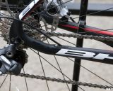 Internal cables, disc brake tabs and reconfigurable rear dropout spacing add versatility to the 2013 BH Bikes RX Team Disc carbon cyclocross bike. © Cyclocross Magazine