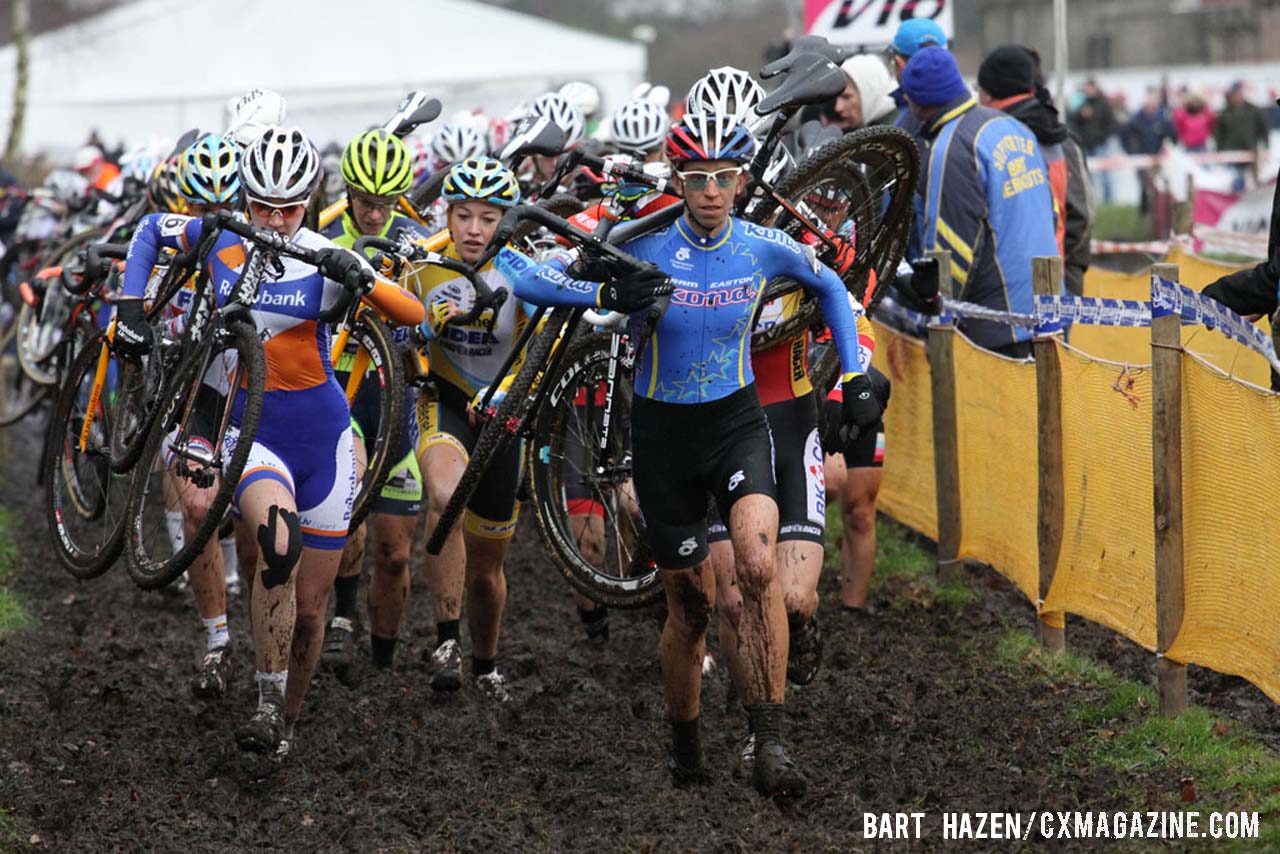 The Elite Women make their way through the mud. © Bart Hazen / Cyclocross Magazine