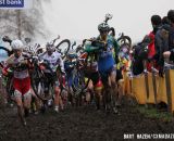 The Elite Men's field runs through the mud at Essen. © Bart Hazen / Cyclocross Magazine