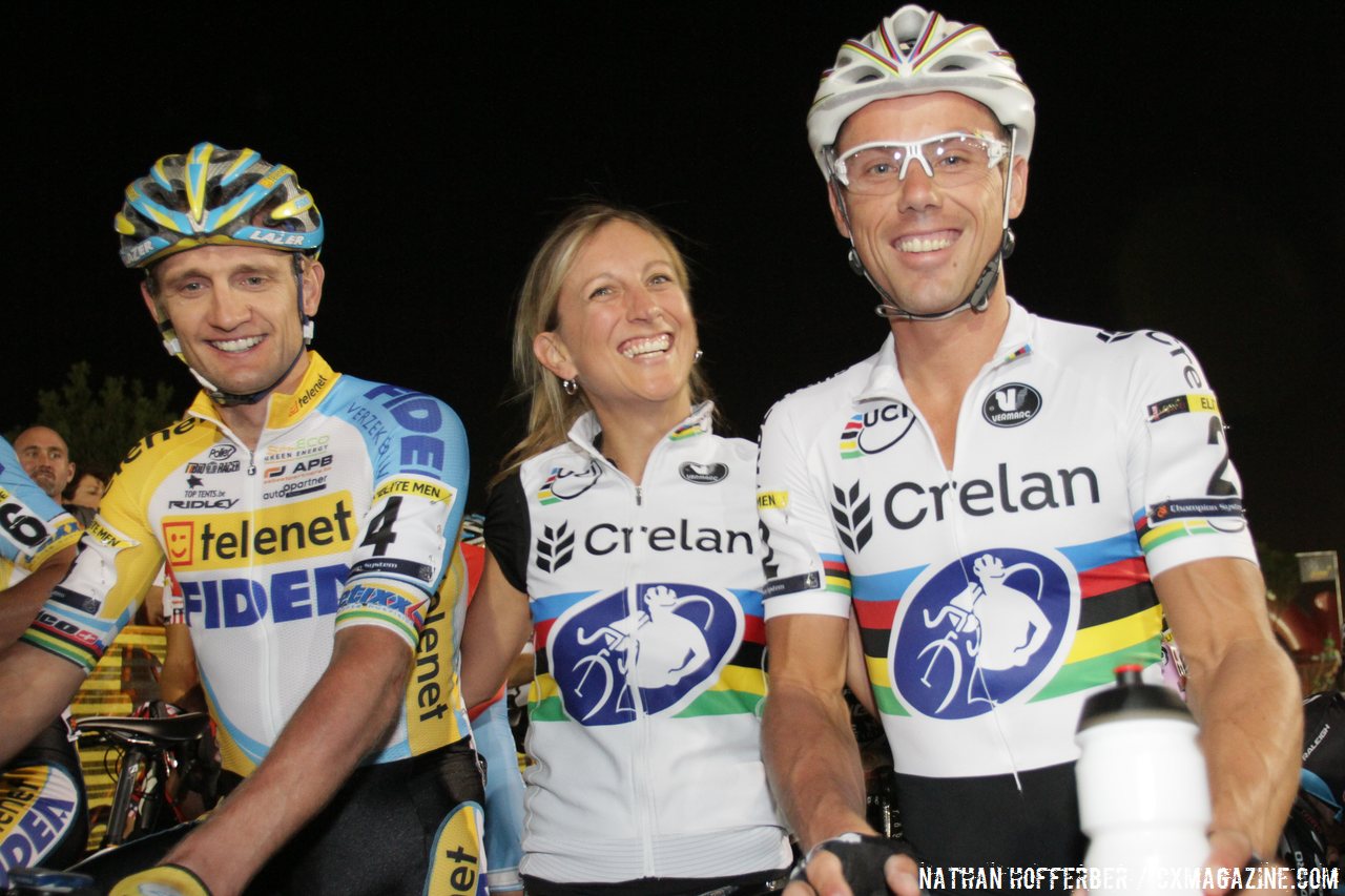 Bart Wellens and Sven Nys strike a pose at Cross Vegas 2013. © Nathan Hofferber / Cyclocross Magazine