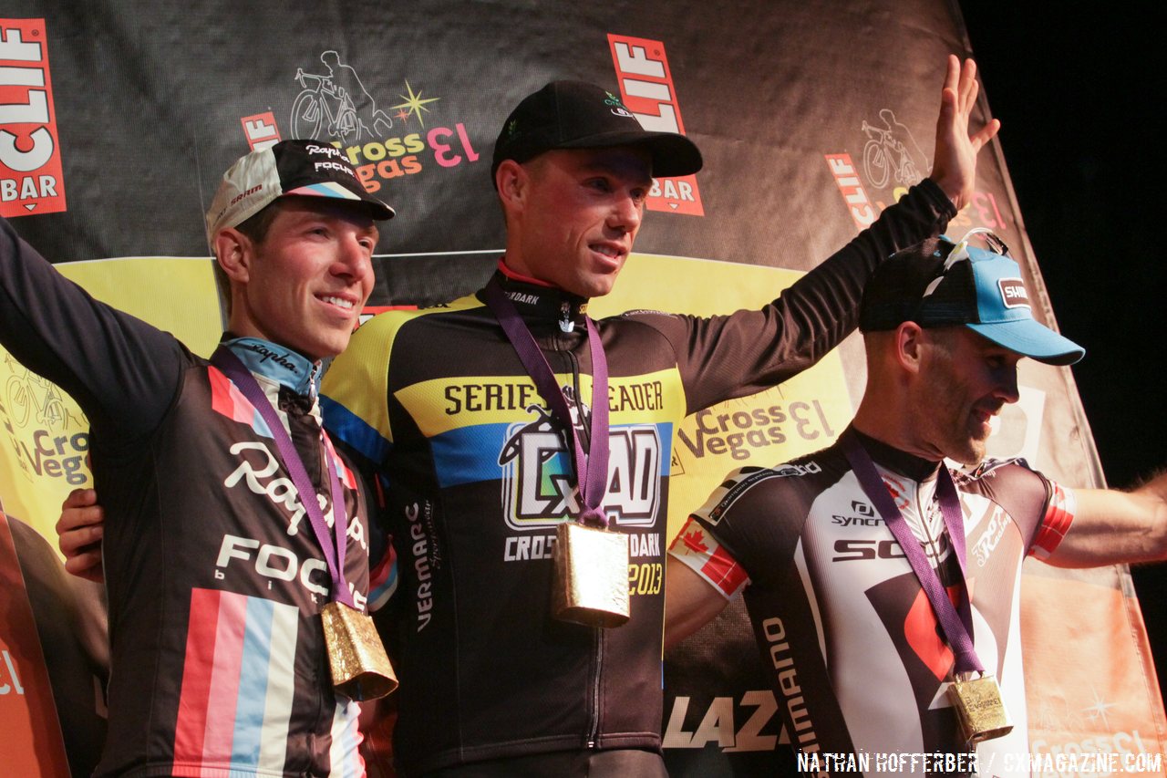 Powers, Nys and Kabush on the podium at Cross Vegas 2013. © Nathan Hofferber / Cyclocross Magazine