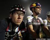 Jeremy Powers and Tim Johnson wait for the start at Cross Vegas 2013. © Nathan Hofferber / Cyclocross Magazine